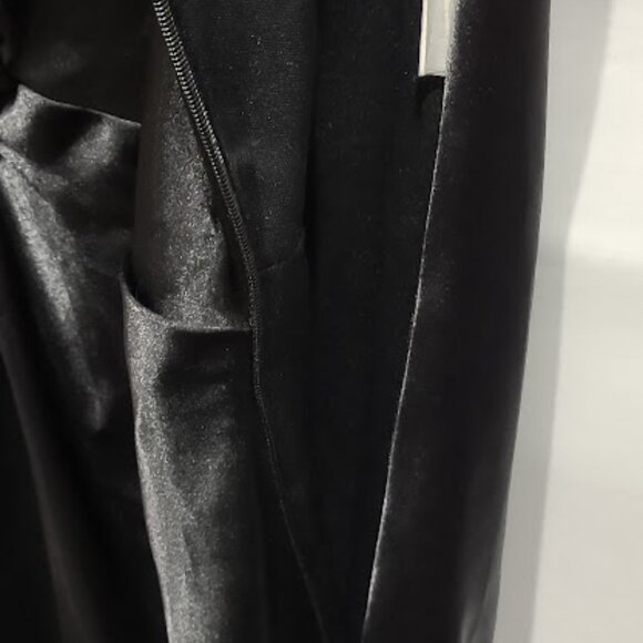 KARINA NITES BLACK MAXI SATIN FEEL NIGHTGOWN Y2K VINTAGE LINED GOTH SIZE 12 - Picture 5 of 7
